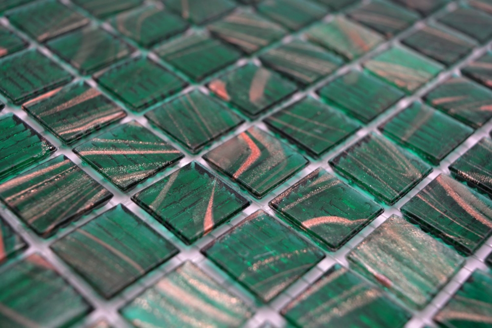 Carreau de mosaique verre mosaique opale cuivre changeant