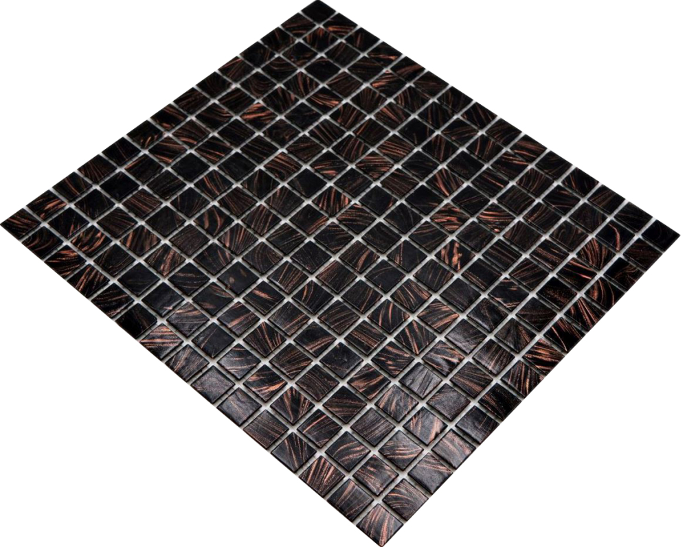 Mosaique de verre Carreau de mosaique noir cuivre iridescent