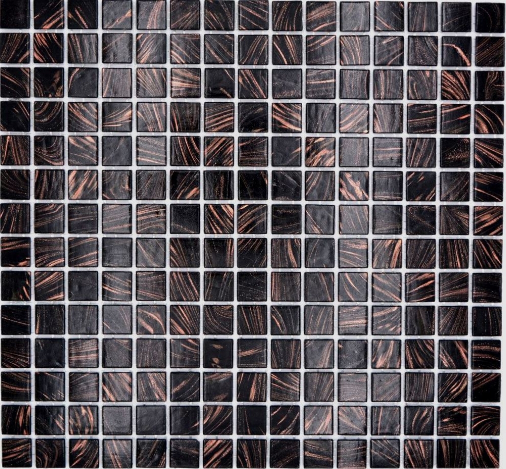 Mosaique de verre Carreau de mosaique noir cuivre iridescent