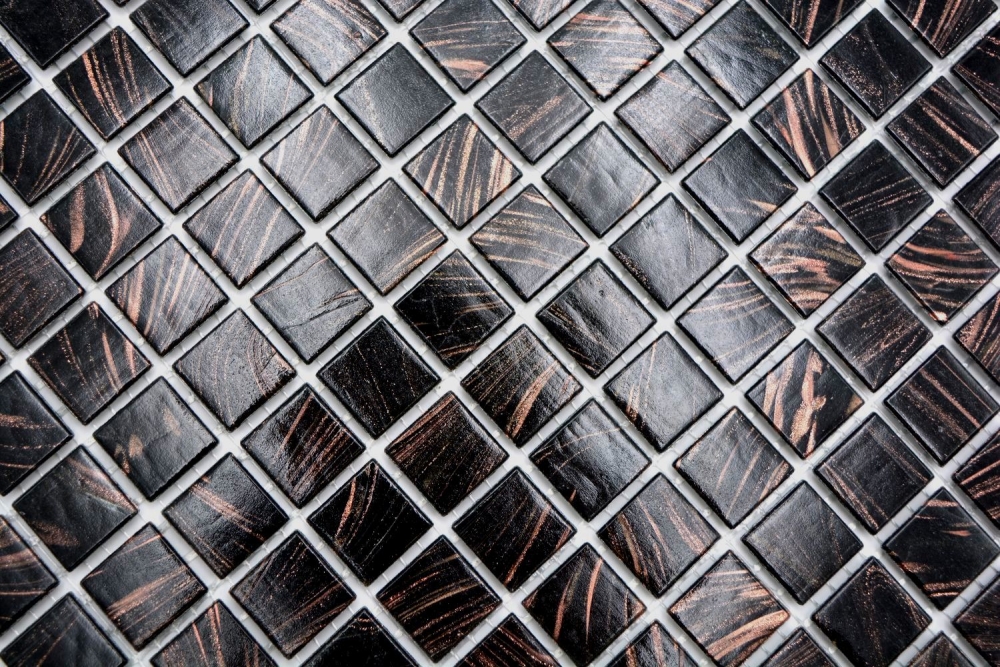 Mosaique de verre Carreau de mosaique noir cuivre iridescent