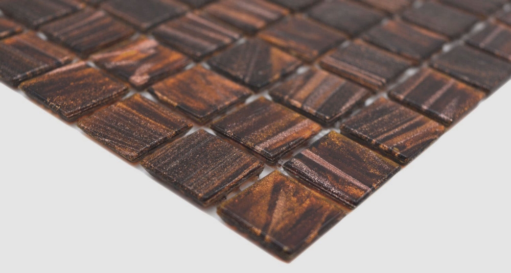 Glass mosaic mosaic tile dark brown gold copper iridescent