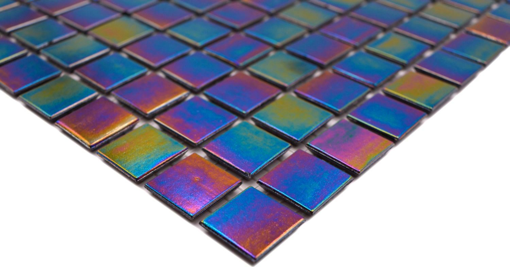 Azulejo de mosaico de vidrio Iridium Black Rainbow Flip Flop Colours - 240-WA48