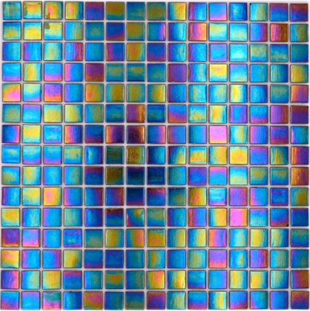 Azulejo de mosaico de vidrio Iridium Black Rainbow Flip Flop Colours - 240-WA48