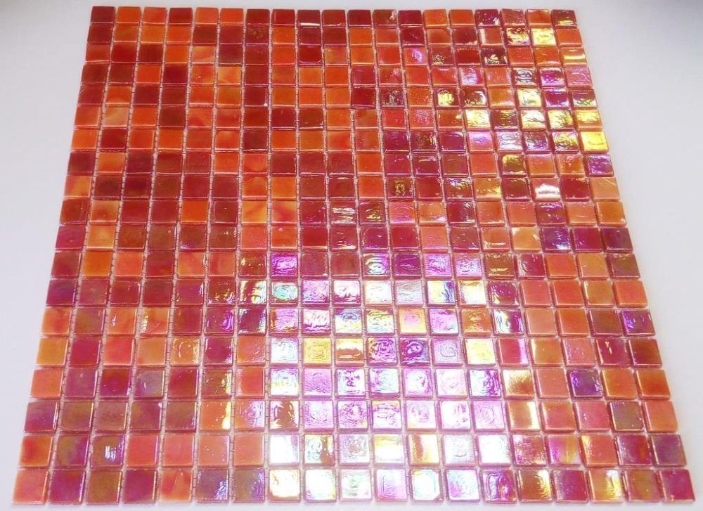 Mosaique de verre Carreau de mosaique Iridium Orange Rouge Arc-en-ciel Couleurs Flip Flop - 58-0902