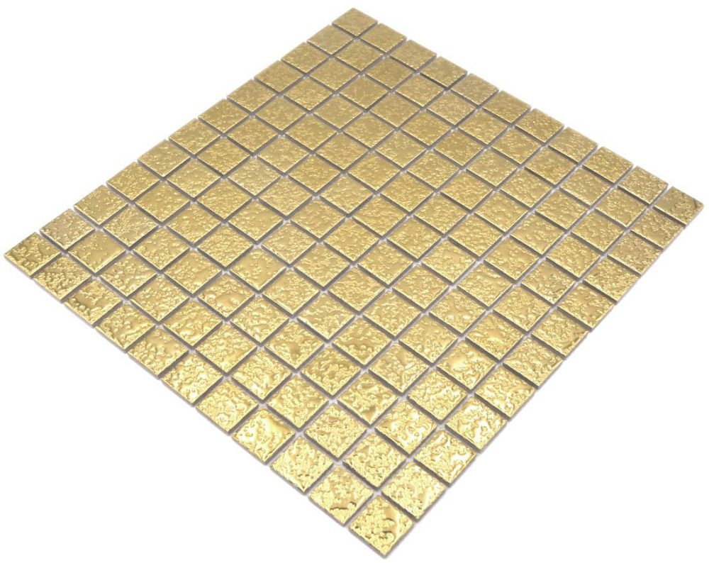 Keramikmosaik gold Struktur Gehaemmert - 10 Mosaikblaetter