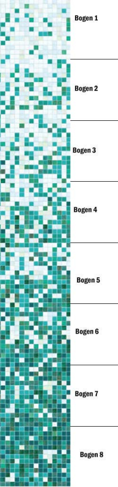 Glasmosaik Farbverlauf Weiss grün türkis irisierend changierend Mosaikfliese Shading Blend 