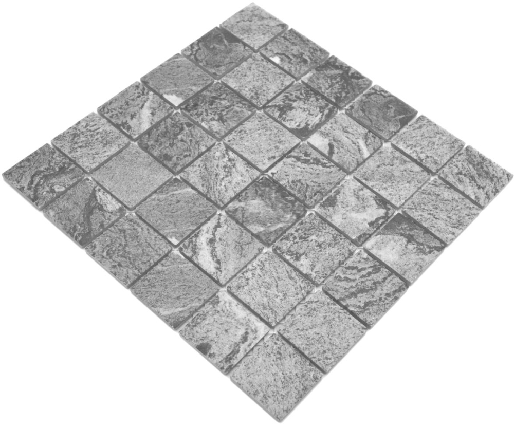 Mosaik Quadrat Steinoptik Struktur grau Keramik matt