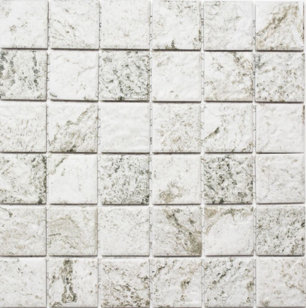 Mosaik Quadrat Steinoptik Struktur hellgrau Keramik matt
