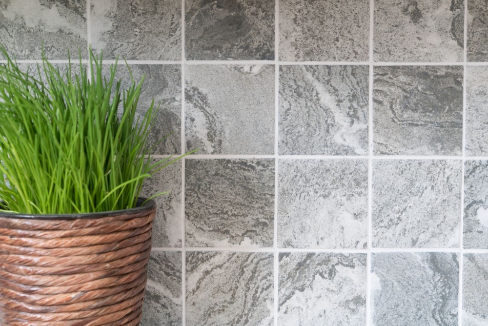 Mosaik Quadrat Steinoptik Struktur grau Keramik matt