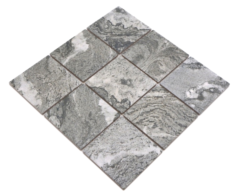 Mosaik Quadrat Steinoptik Struktur grau Keramik matt