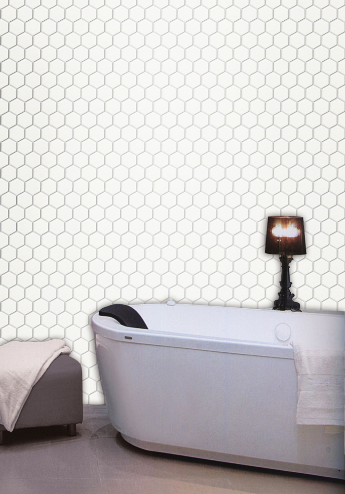Mosaik Hexagon uni weiß glänzend Keramik Hexagonoptik