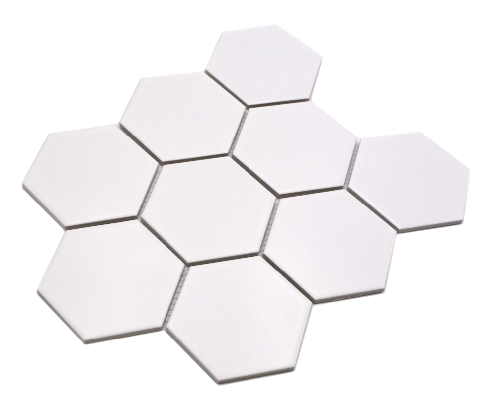 Mosaico hexagono uni blanco mate ceramica aspecto hexagono