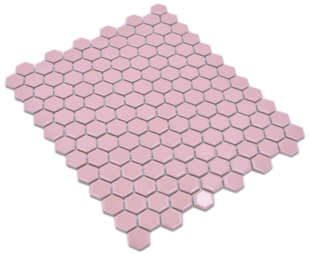 Mosaique Ceramique Hexagone vieux rose brillant 11H-1111