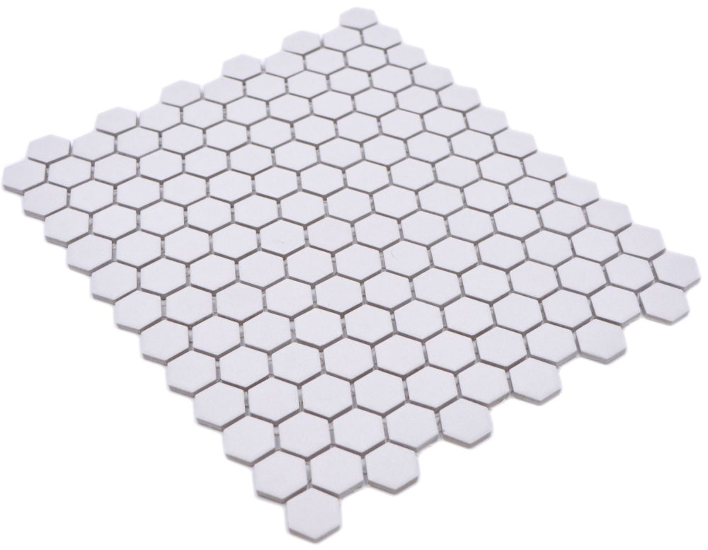 Mosaico de ceramica mosaico azulejo hexagono blanco mate esmaltado antideslizante R10B azulejo backsplash mosaico estera - 11H-0101-R10