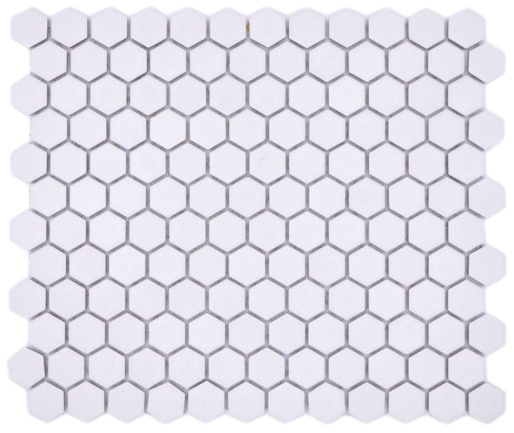 Mosaico de ceramica mosaico azulejo hexagono blanco mate esmaltado antideslizante R10B azulejo backsplash mosaico estera - 11H-0101-R10