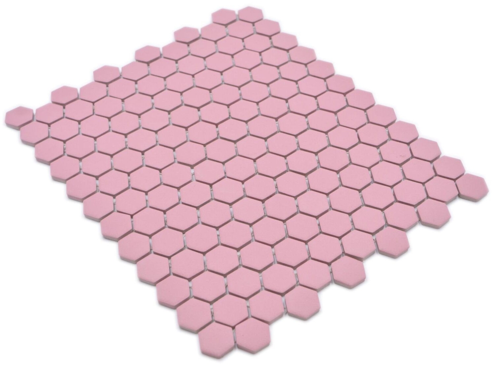 Mosaico Hexagono uni rosa oscuro R10B Ceramica aspecto hexagono mate