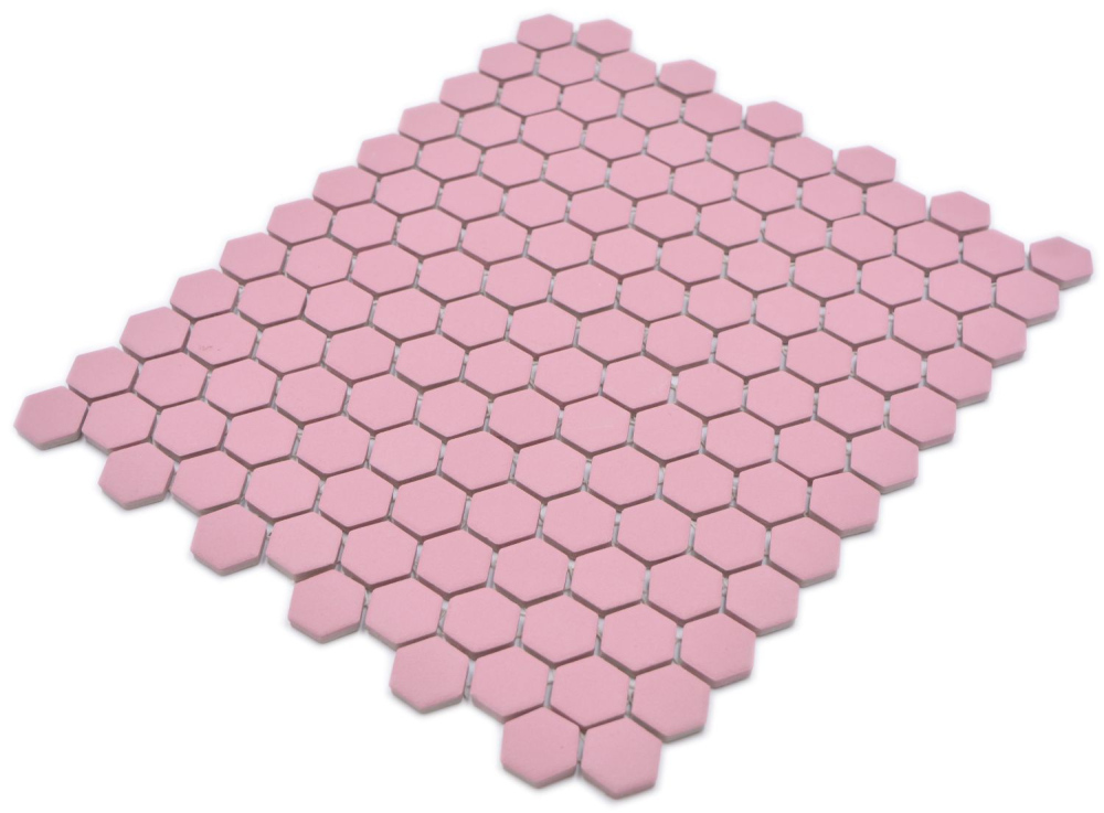 Mosaico de ceramica mosaico azulejo hexagono rosa mate antideslizante R10B azulejo backsplash mosaico estera - 11H-1111-R10
