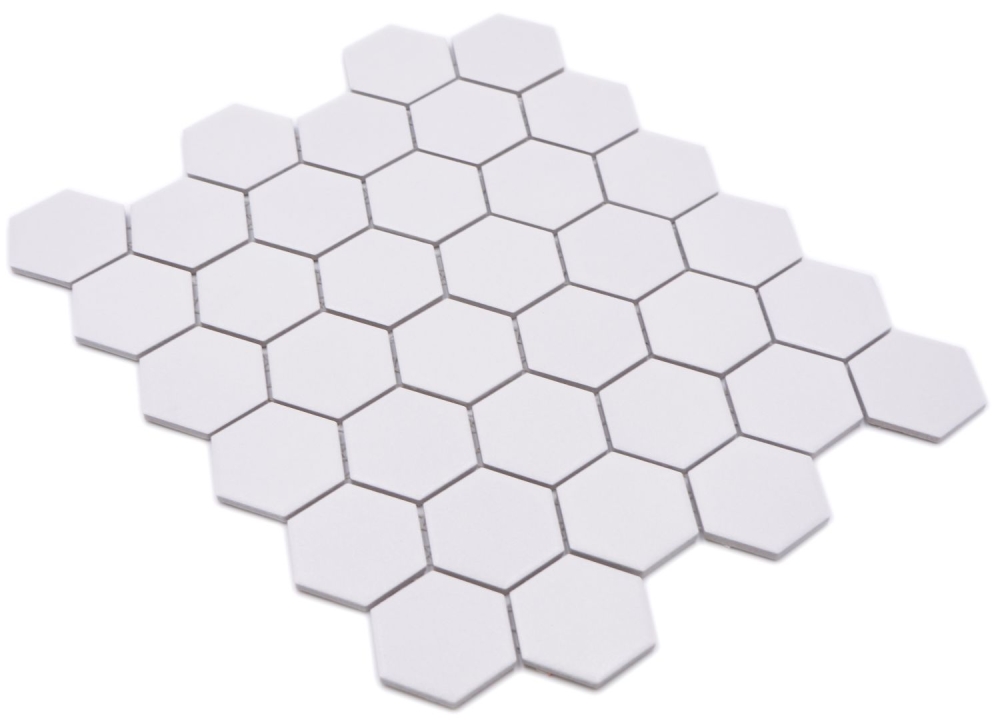 Mosaico hexagonal uni blanco R10B ceramica hexagonal aspecto mate
