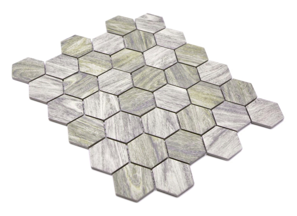 Mosaic hexagon CURIO wood gray ceramic hexagon look matt