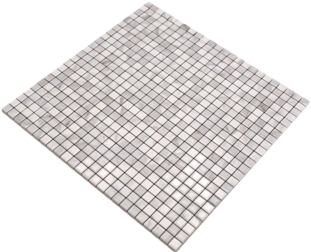 Jasba Agrob Buchtal Marble & More Mosaik Keramik Steinzeug carrara Optik white glänzend Mamoroptik Küche Bad Dusche JBMM23