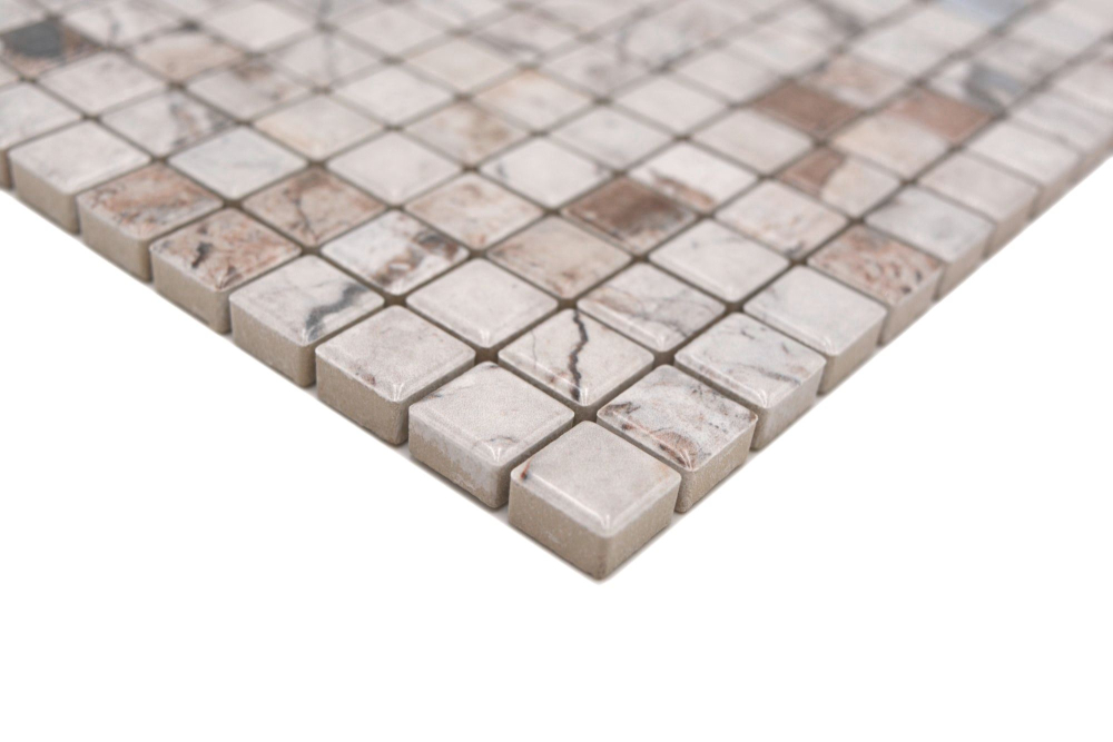 Jasba Agrob Buchtal Marble & More Mosaik Keramik Steinzeug illusion beige glänzend Mamoroptik Küche Bad Dusche JBMM24