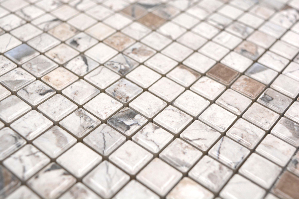 Jasba Agrob Buchtal Marble & More Mosaik Keramik Steinzeug illusion beige glänzend Mamoroptik Küche Bad Dusche JBMM24