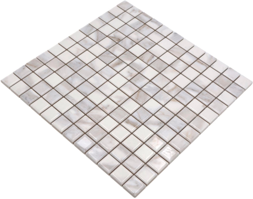 Jasba Agrob Buchtal Marble & More Mosaik Keramik Steinzeug carrara Optik white glänzend Mamoroptik Küche Bad Dusche JBMM17