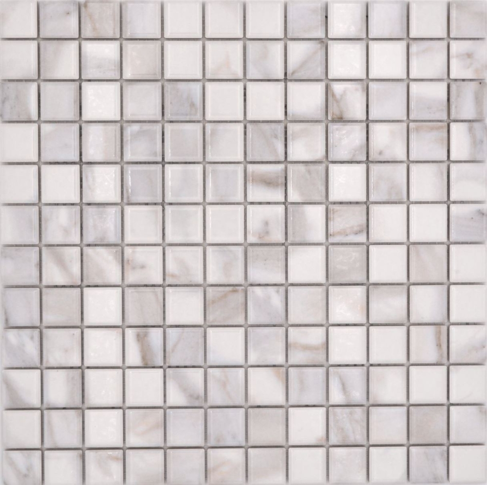 Jasba Agrob Buchtal Marble & More Mosaik Keramik Steinzeug carrara Optik white glänzend Mamoroptik Küche Bad Dusche JBMM17