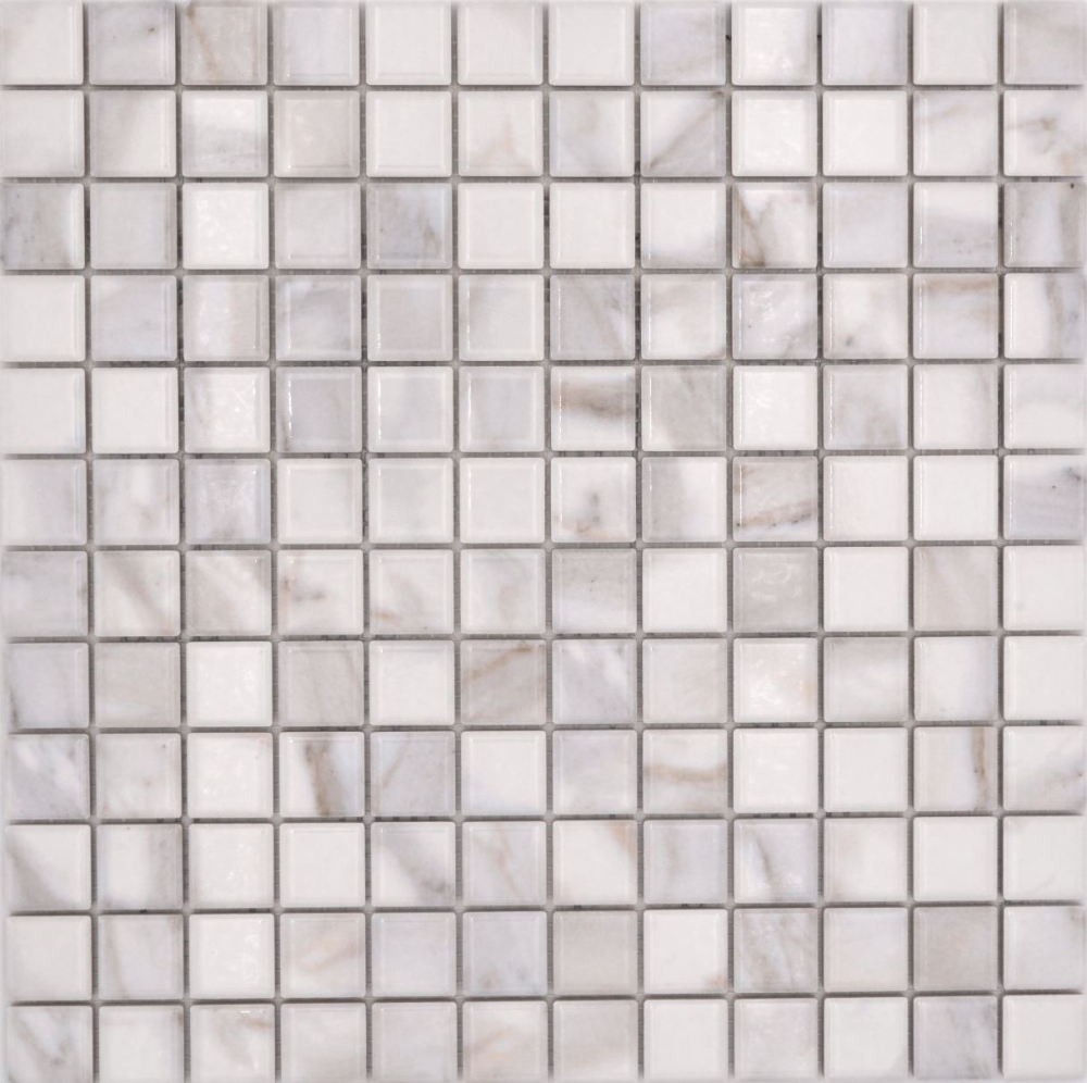 Jasba Agrob Buchtal Marble & More Mosaik Keramik Steinzeug carrara white glänzend Mamoroptik Küche Bad Dusche JBMM17