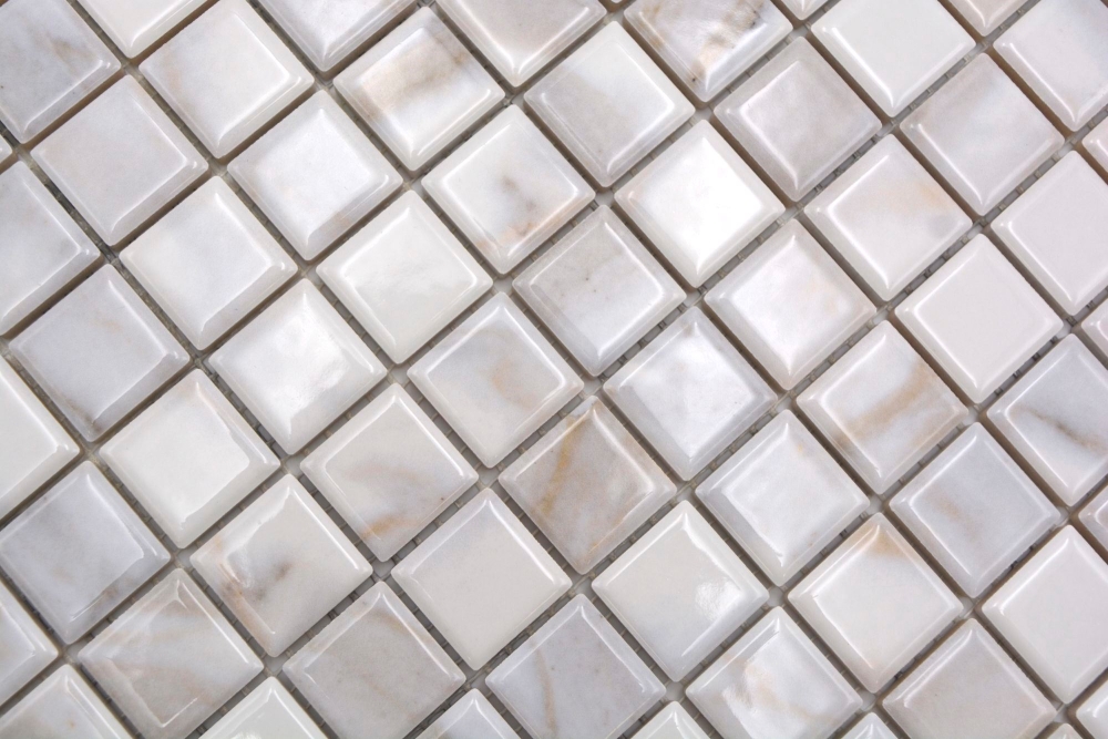 Jasba Agrob Buchtal Marble & More Mosaik Keramik Steinzeug carrara white glänzend Mamoroptik Küche Bad Dusche JBMM17