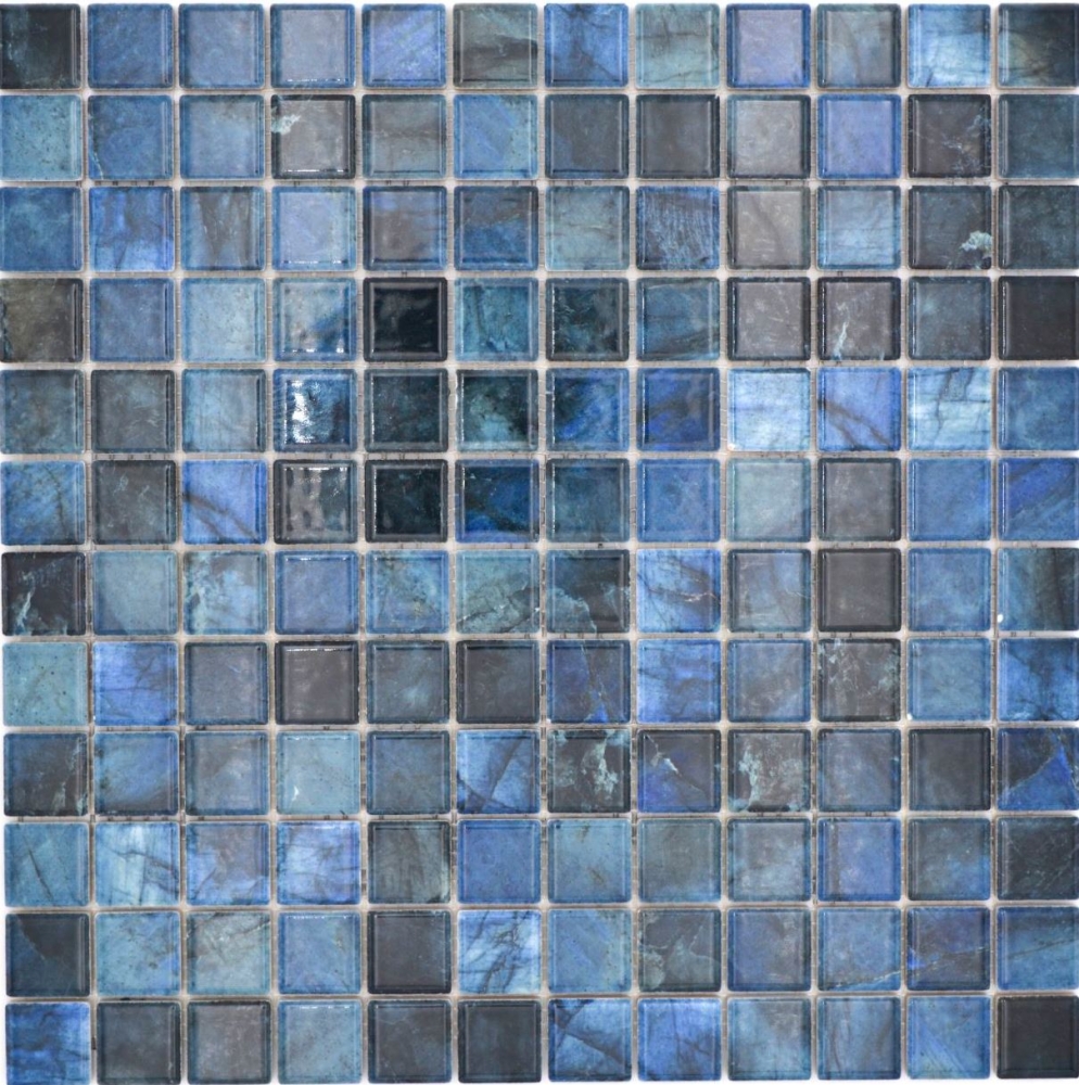 Jasba Agrob Buchtal Marble & More Mosaik Keramik Steinzeug labradorit blue glänzend Mamoroptik Küche Bad Dusche JBMM20