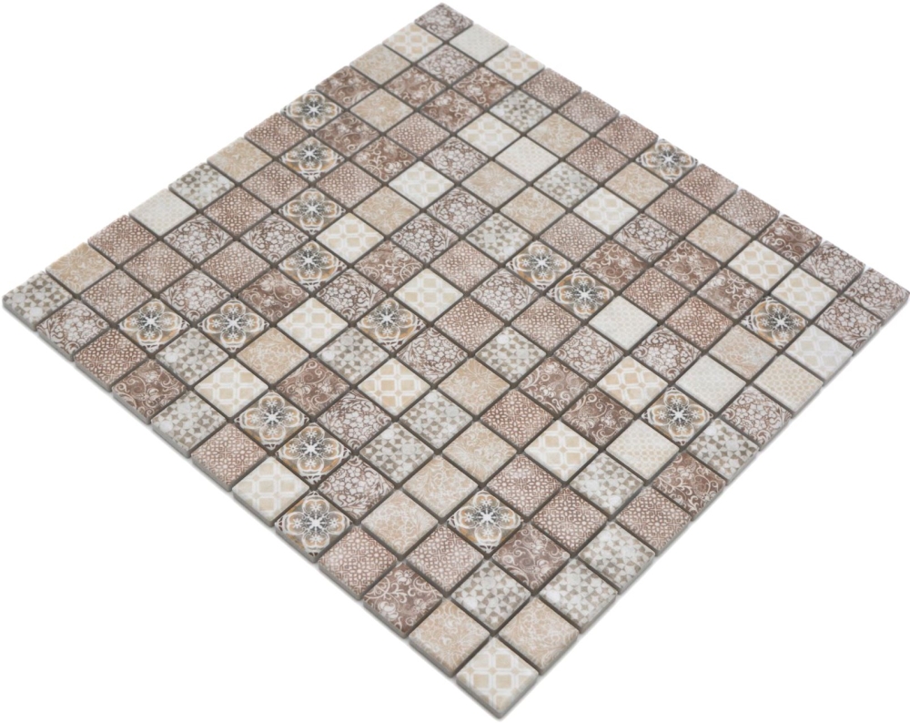 Jasba Pattern Mosaik Keramik Steinzeug beige-braun matt Retrooptik Küche Bad Dusche JBPV01