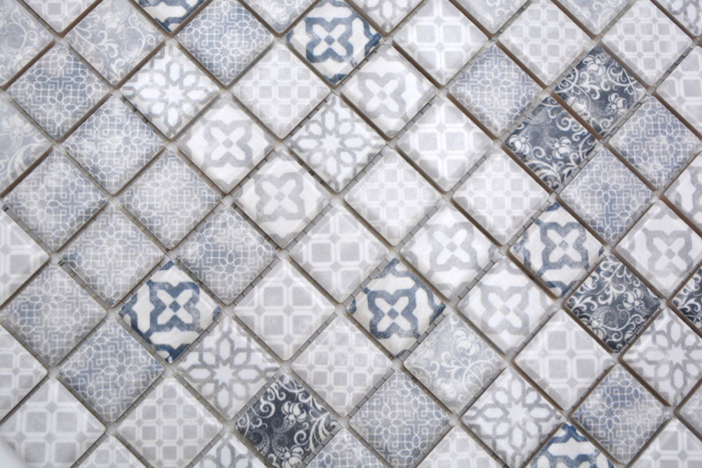 Mosaikfliesen Keramikmosaik Steinzeug grau matt Retrooptik