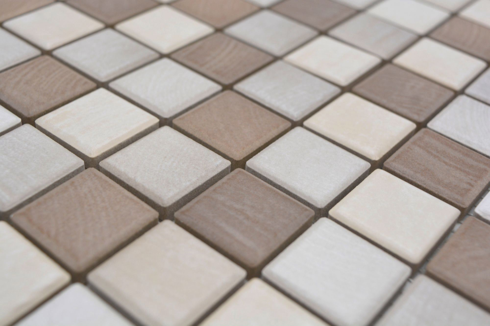 Mosaik Holzoptik Keramik Steinzeug wood-mix matt - 10 Mosaikblaetter