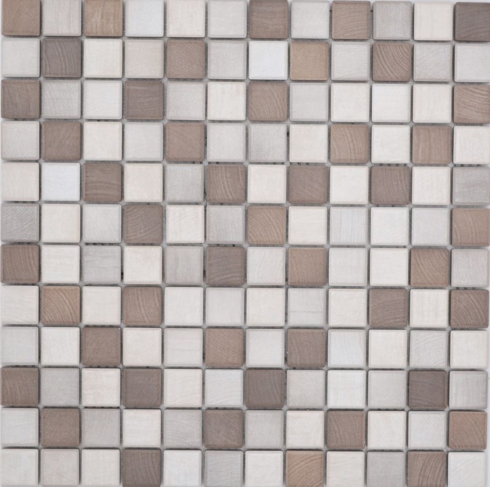 Mosaik Holzoptik Keramik Steinzeug wood-mix matt - 10 Mosaikblaetter