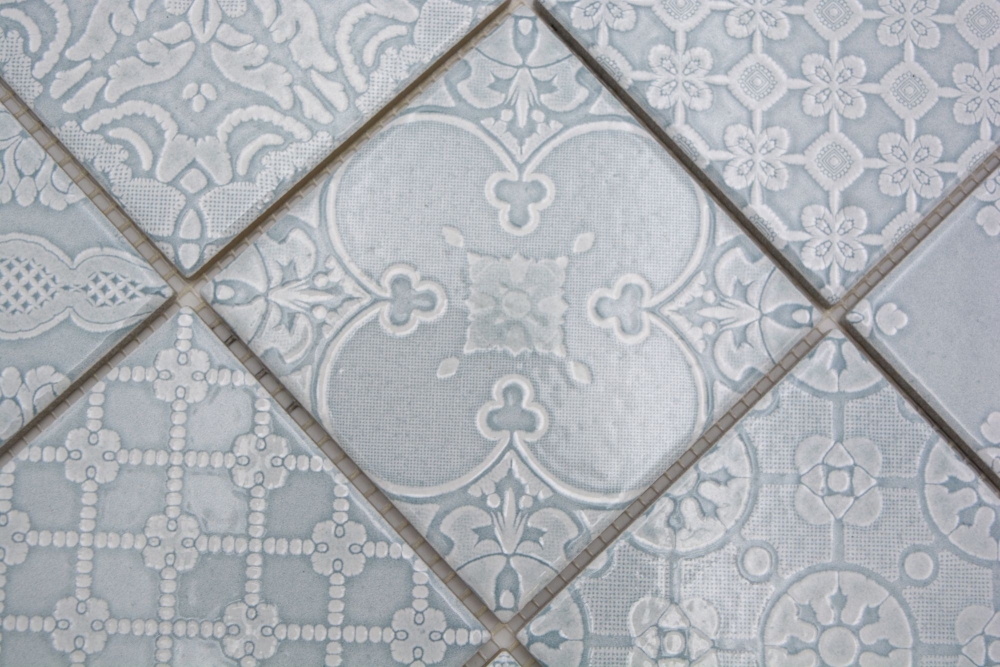 Mosaik Retrooptik Keramik Steinzeug country green glaenzend - 10 Mosaikblaetter
