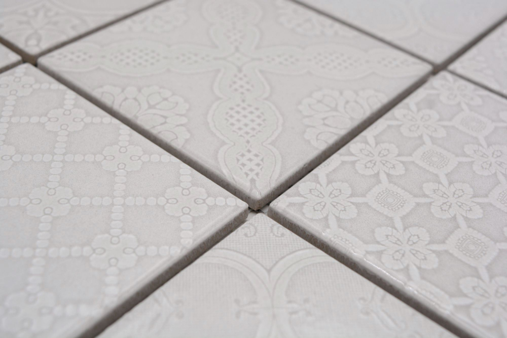 Mosaik Retrooptik Keramik Steinzeug paris grey glaenzend - 10 Mosaikblaetter