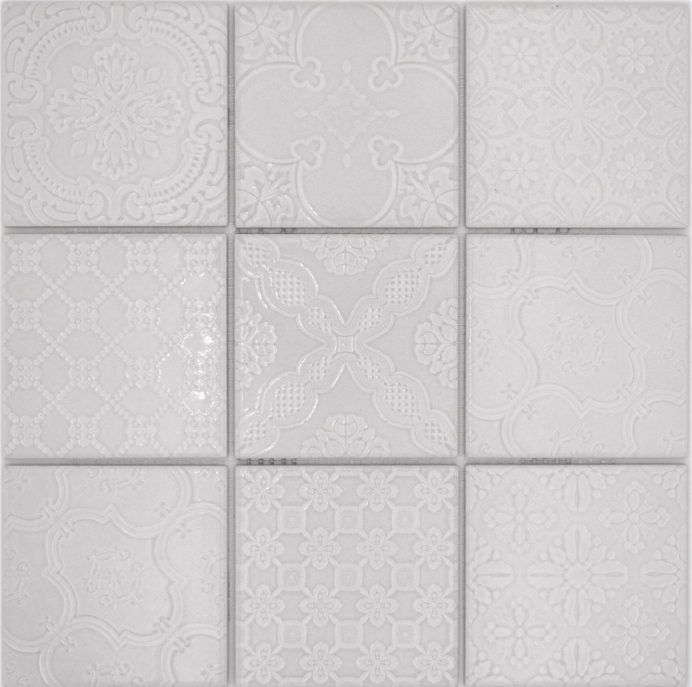 Mosaik Retrooptik Keramik Steinzeug paris grey glaenzend - 10 Mosaikblaetter