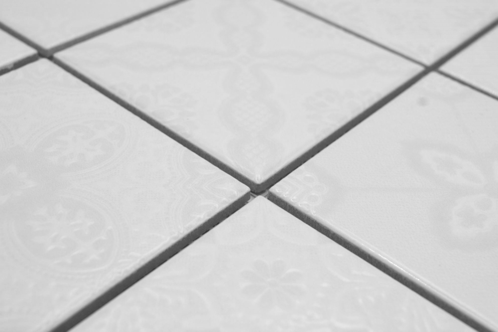 Mosaico retro in gres ceramico iceland white shiny - 10 fogli di mosaico