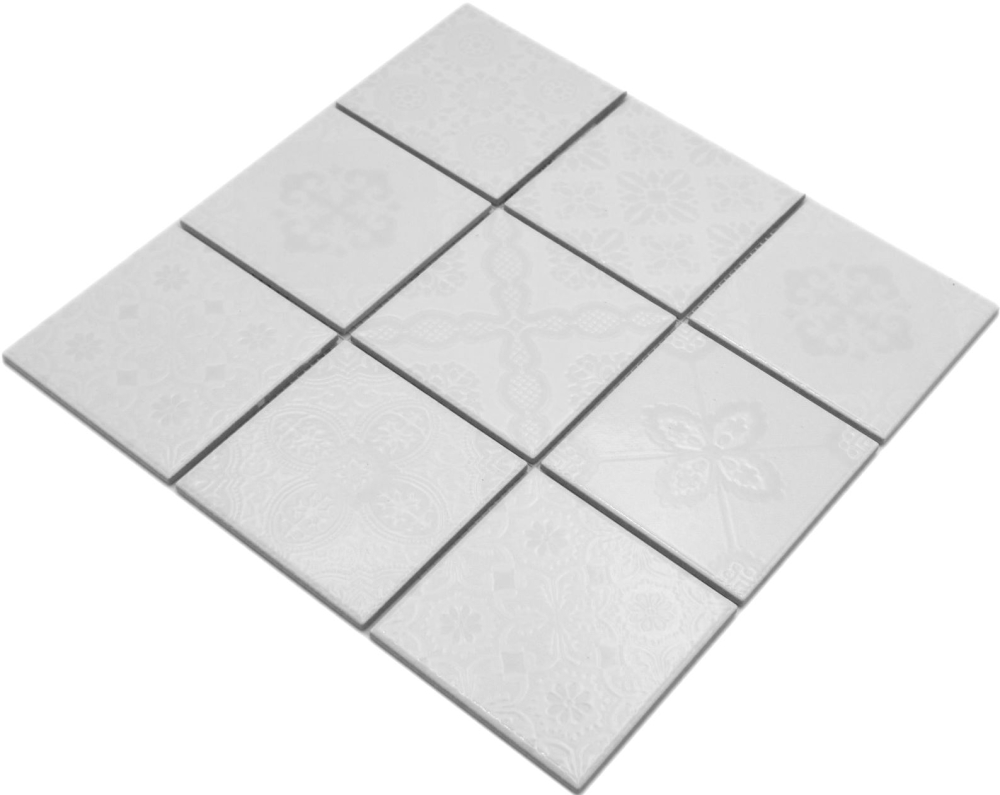 Mosaico retro in gres ceramico iceland white shiny - 10 fogli di mosaico
