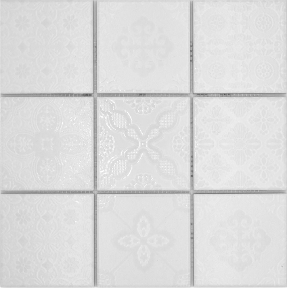 Mosaico retro in gres ceramico iceland white shiny - 10 fogli di mosaico