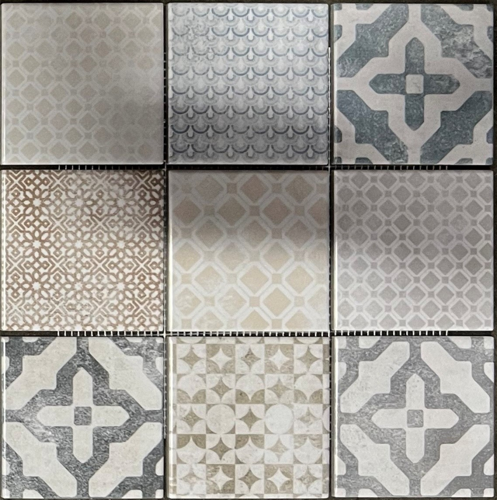 Jasba Pattern mosaic ceramic stoneware multicolored matt retro look bathroom shower JBPV20