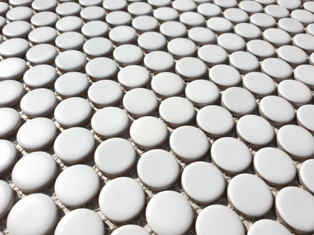 Pomo mosaico uni blanco ceramica brillante aspecto redondo