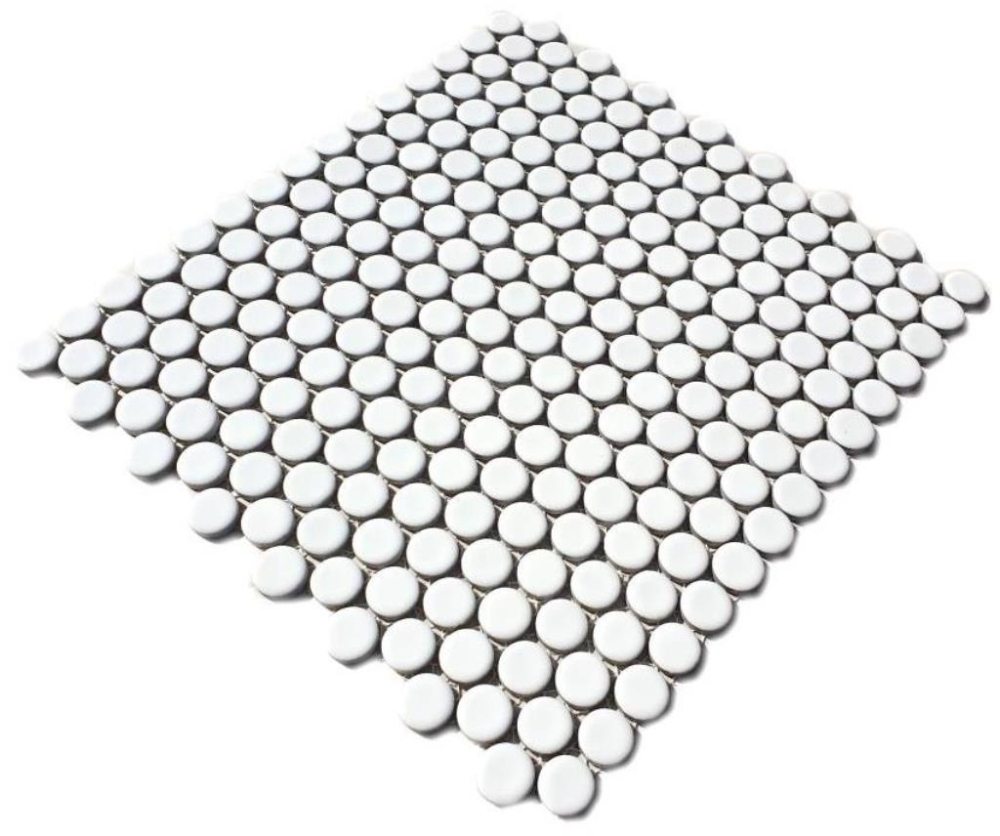 Pomo mosaico uni blanco mate ceramica look redondo