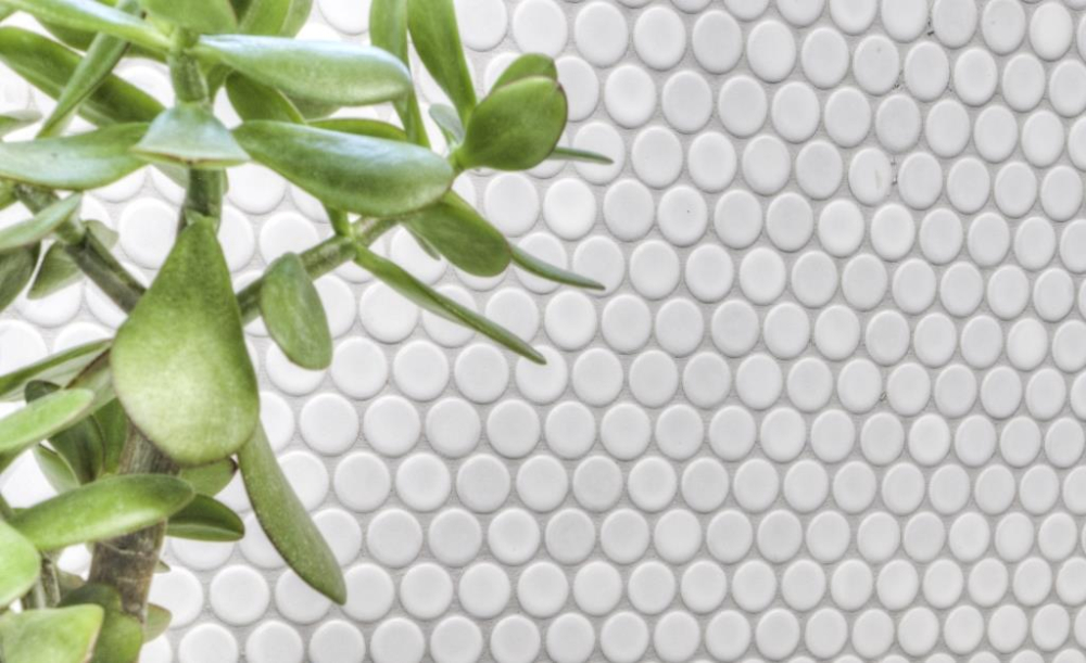 Pomo mosaico uni blanco mate ceramica look redondo