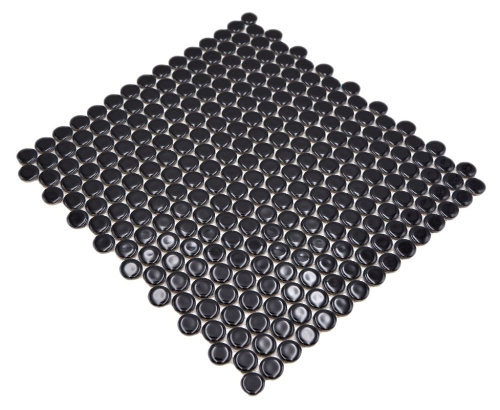 Pomo mosaico ceramico negro brillante aspecto redondo
