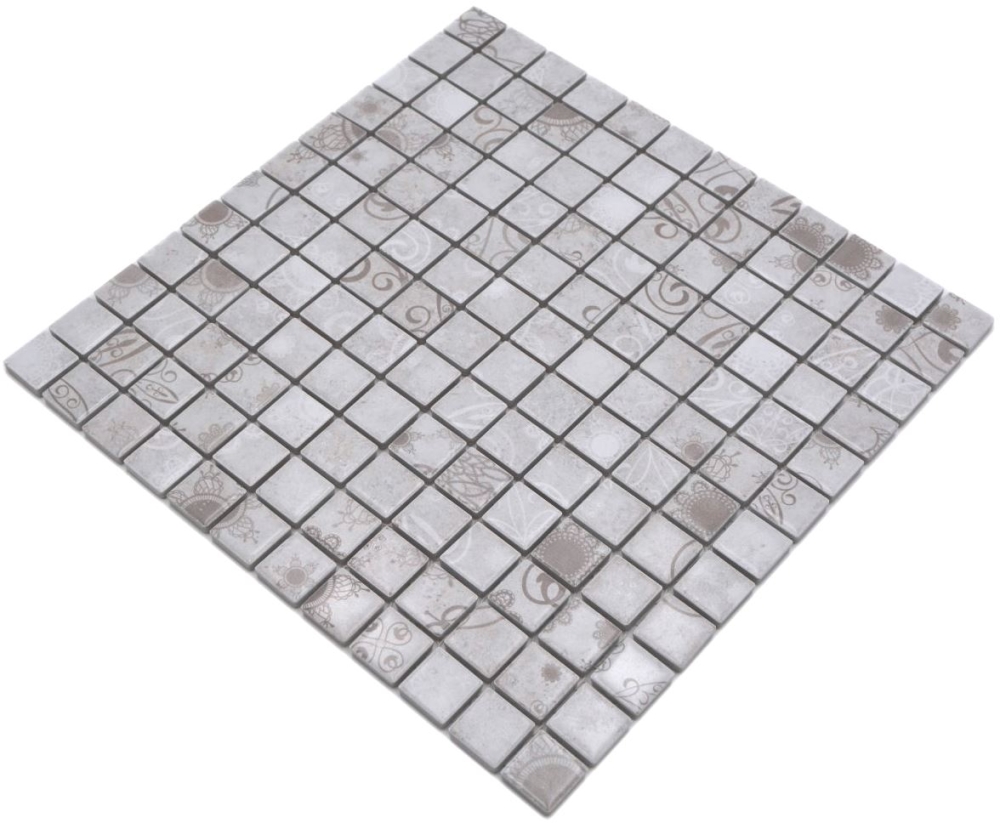 Mosaico quadrato Laceo Grey design ceramico look grigio opaco