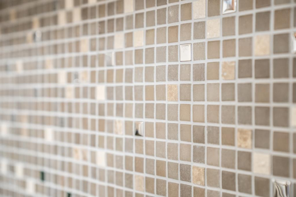 Mosaico in vetro pietra naturale avorio beige marrone argento backsplash di piastrelle - 91-0214 - Kopie