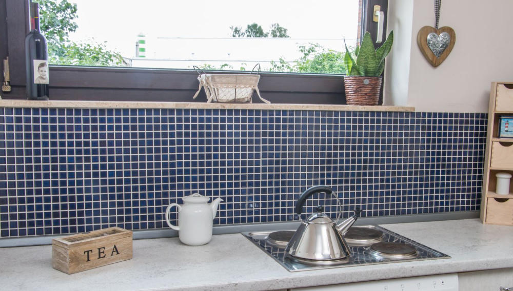 Mosaico cuadrado uni azul cobalto ceramica brillante