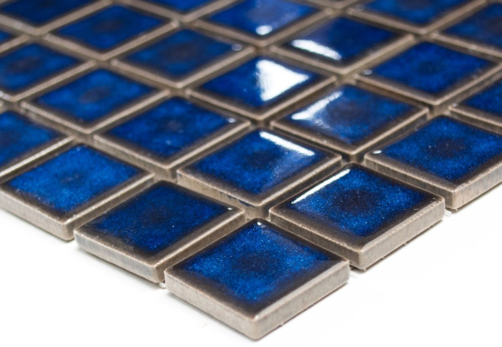 Keramikmosaik Mosaiknetz kobaltblau glänzend Poolmosaik Schwimmbadmosaik 18-0405